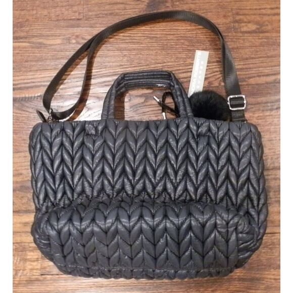 Sondra Roberts Black Squared Handbag Quilted Tote Bag Purse NWT - Picture 2 of 5